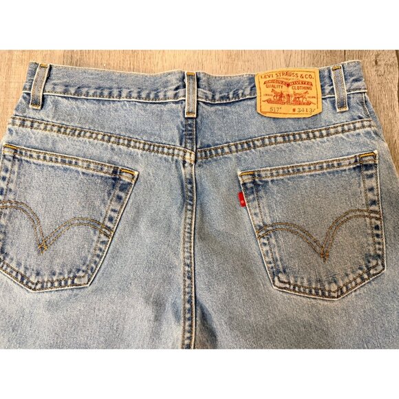Levis 517 Jeans Men 34x34 Blue Bootcut Pants Light Wash Denim Faded Whiskers Y2K - Picture 7 of 7